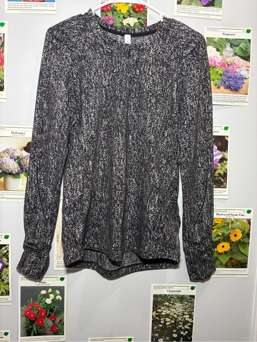 lululemon athletica Black & White Marled Crew Top